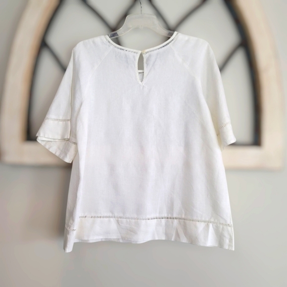 Symple NYC 100% Linen Off White Blouse Size S - Picture 5 of 5